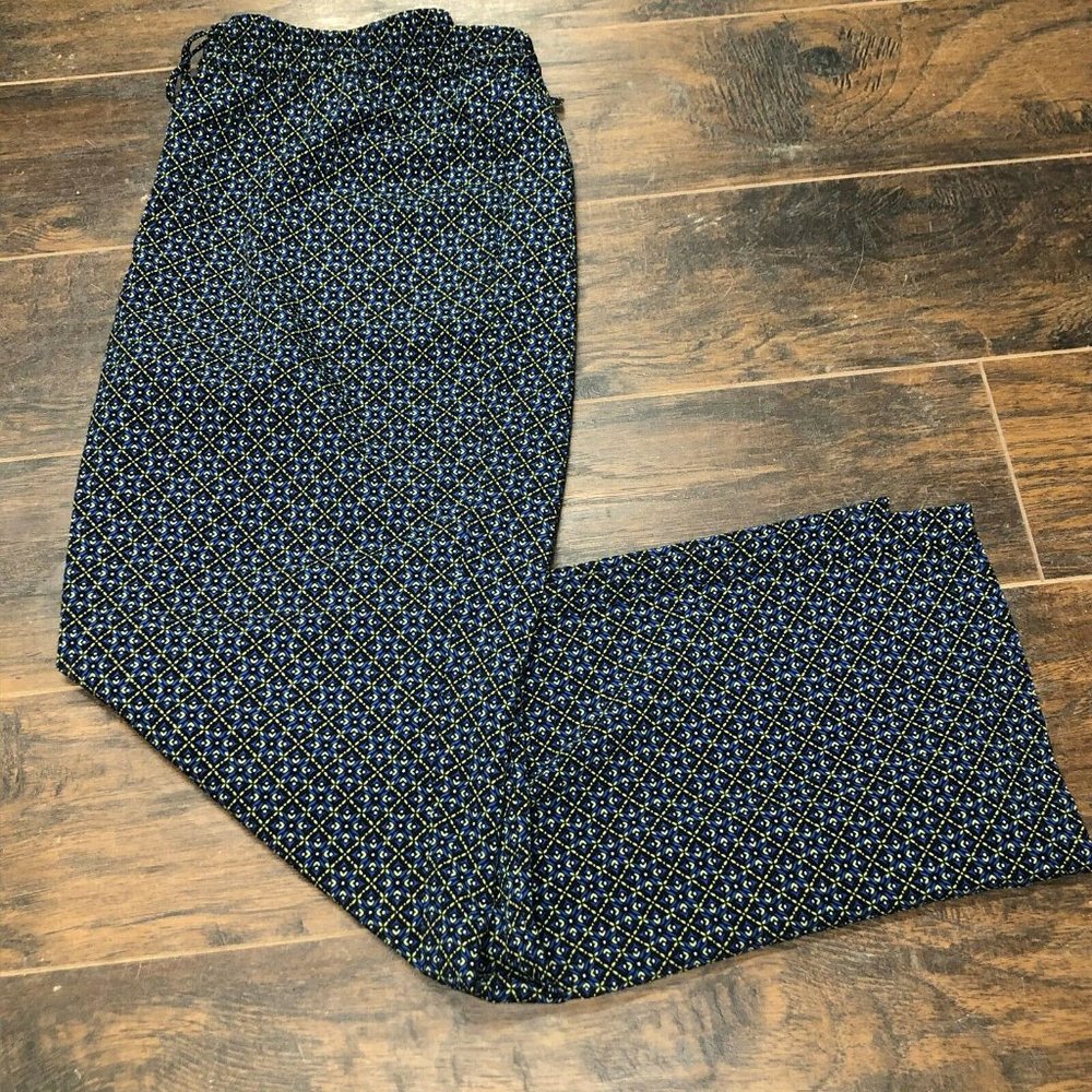 TALBOTS Blue Geometric Drawstring Pants Size 12